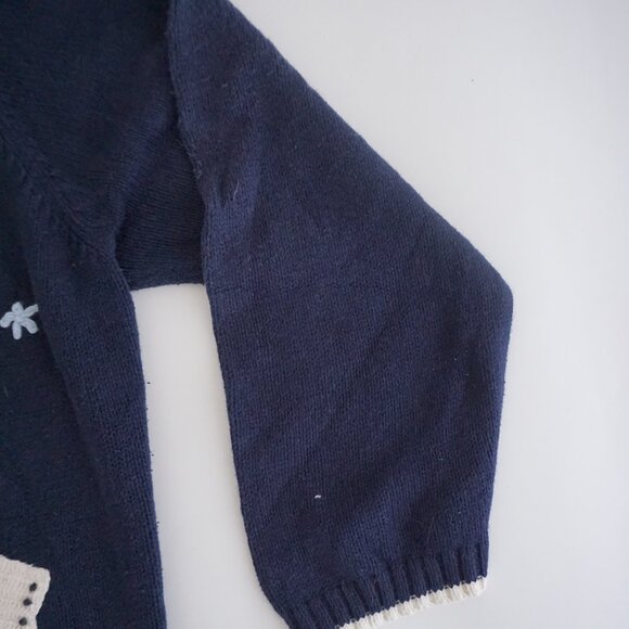Vintage Cherokee Navy Blue Ice Skates Mittens Winter Button Cardigan Festive 3X - Picture 3 of 11